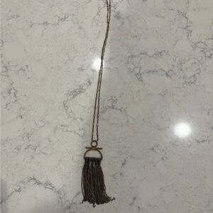 Gold and Brown Tassel Necklace